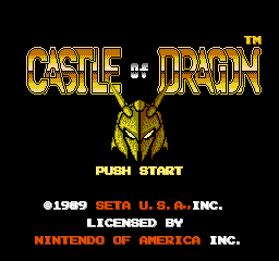 Castle of Dragon title screen for NES